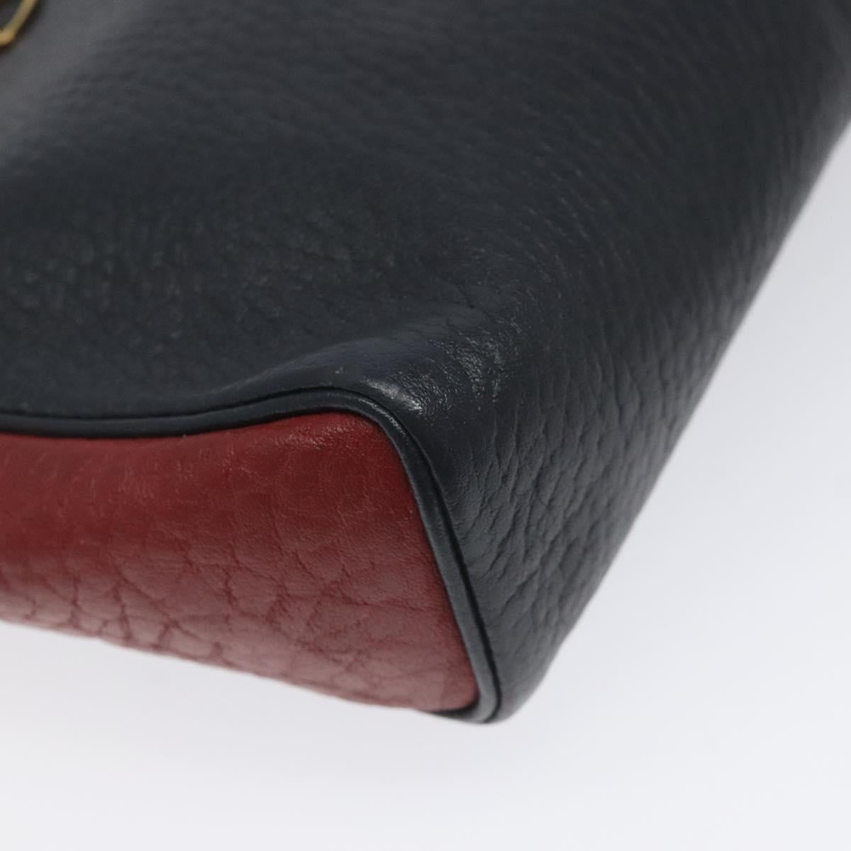 HERMES Jockey Shoulder Bag Leather Navy Gold Auth bs22558