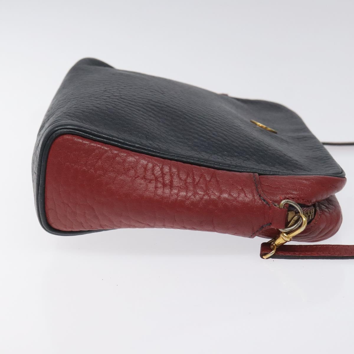 HERMES Jockey Shoulder Bag Leather Navy Gold Auth bs22558