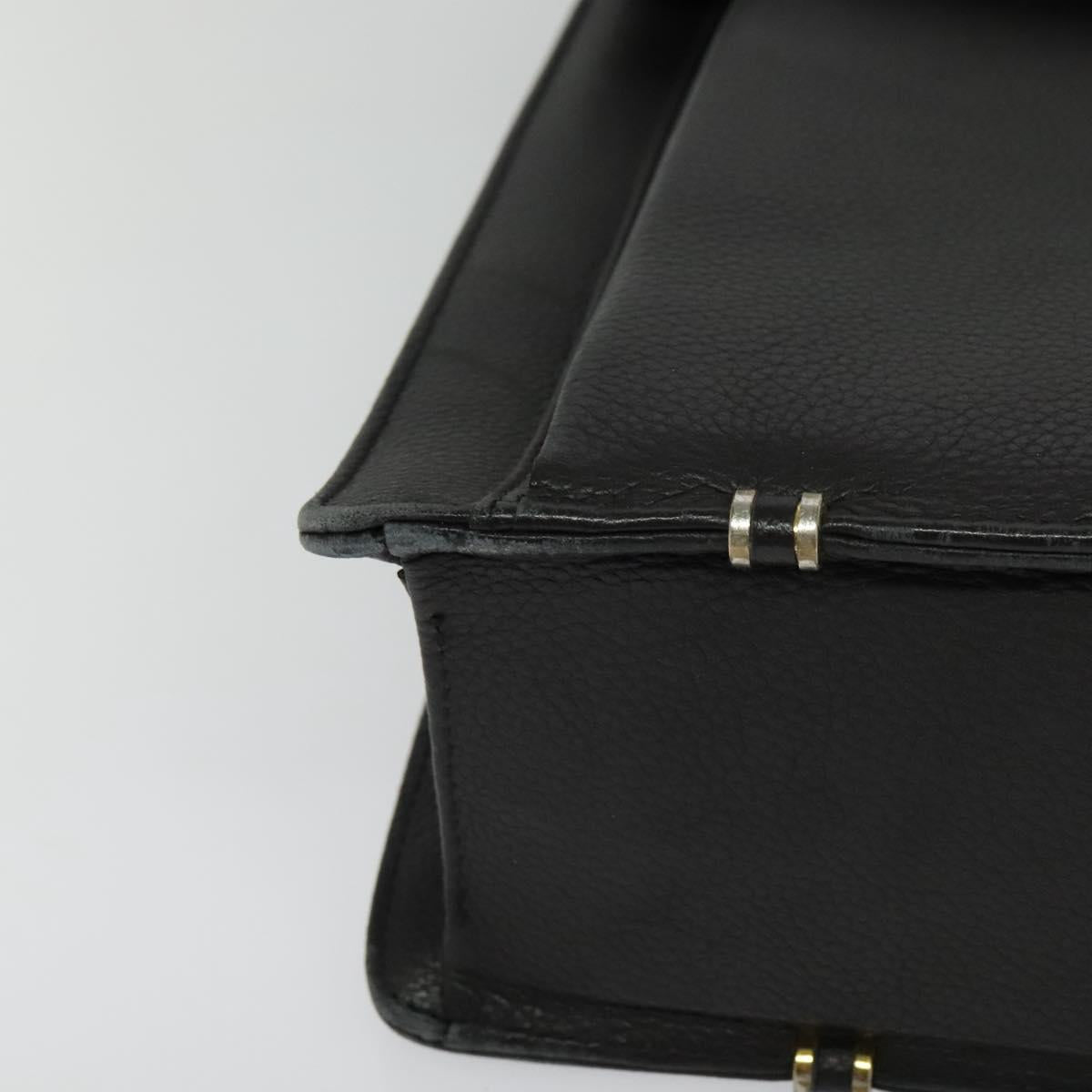 Gianni Versace Business Bag Leather Black Gold Auth bs22567