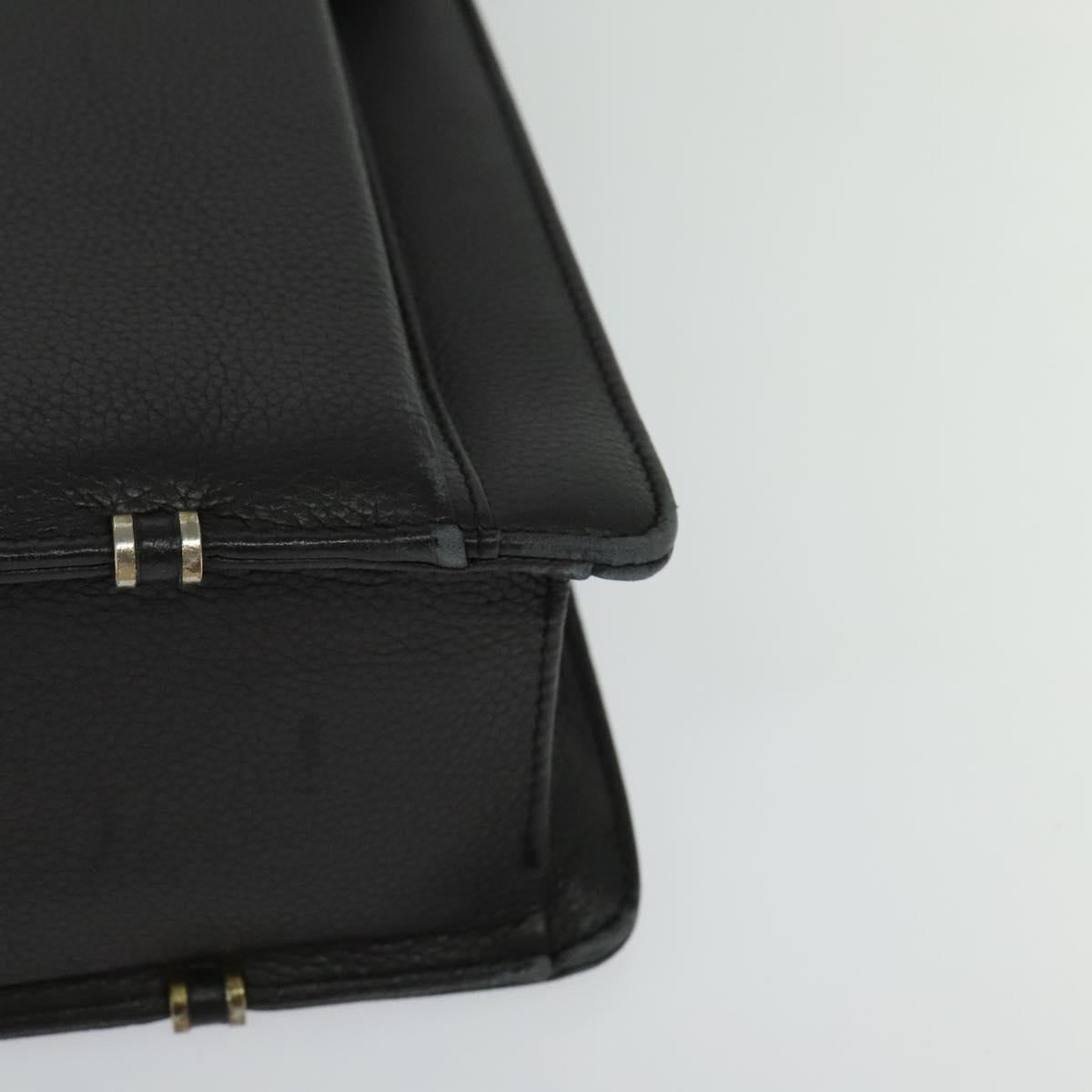 Gianni Versace Business Bag Leather Black Gold Auth bs22567