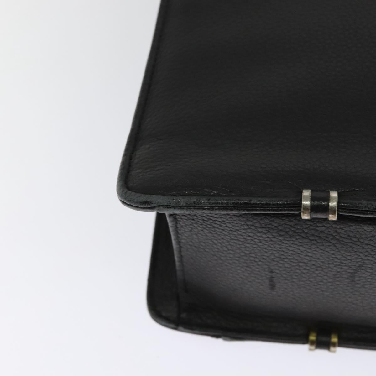 Gianni Versace Business Bag Leather Black Gold Auth bs22567