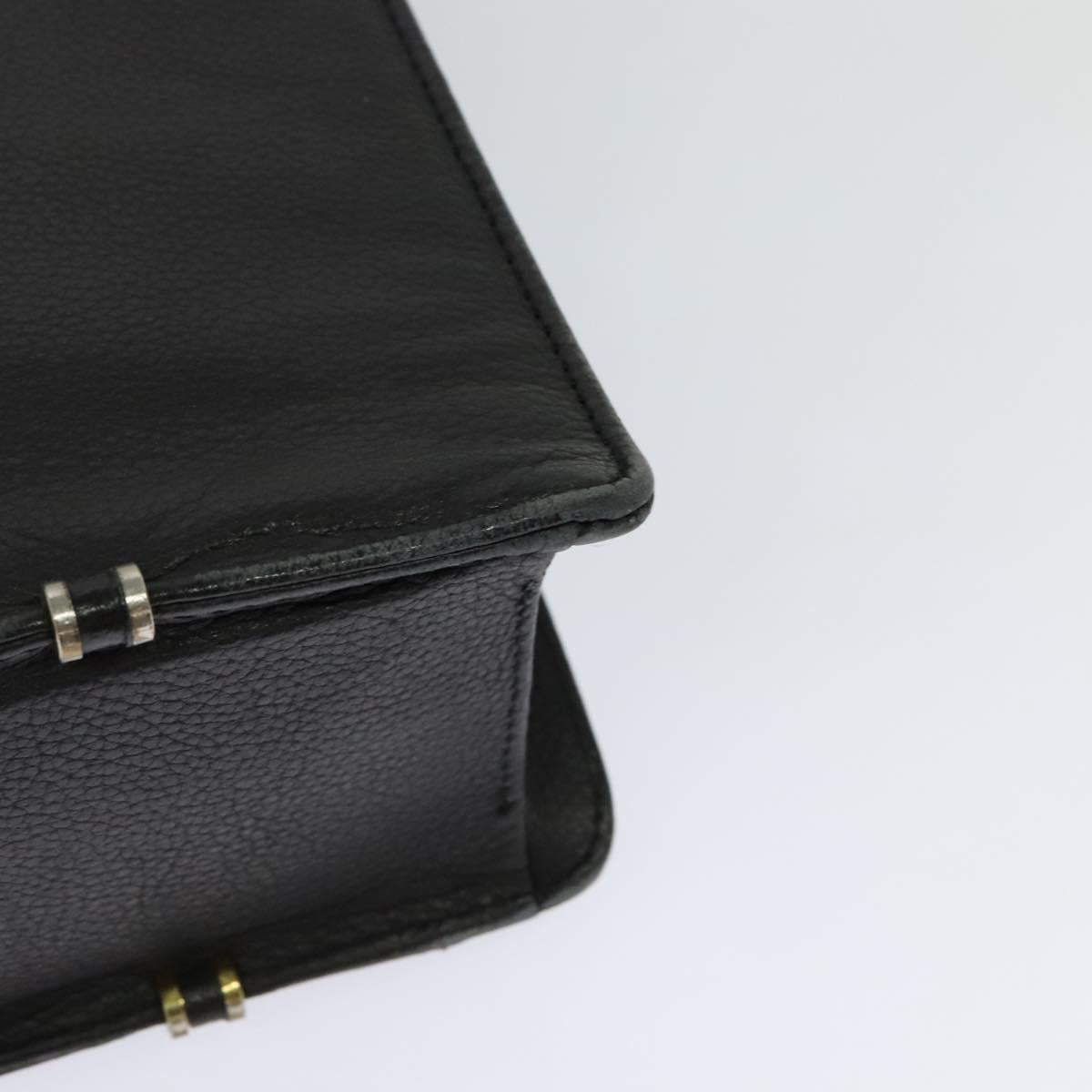 Gianni Versace Business Bag Leather Black Gold Auth bs22567