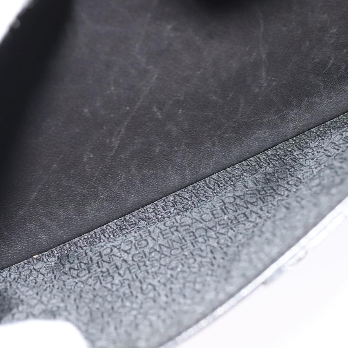 Gianni Versace Business Bag Leather Black Gold Auth bs22567