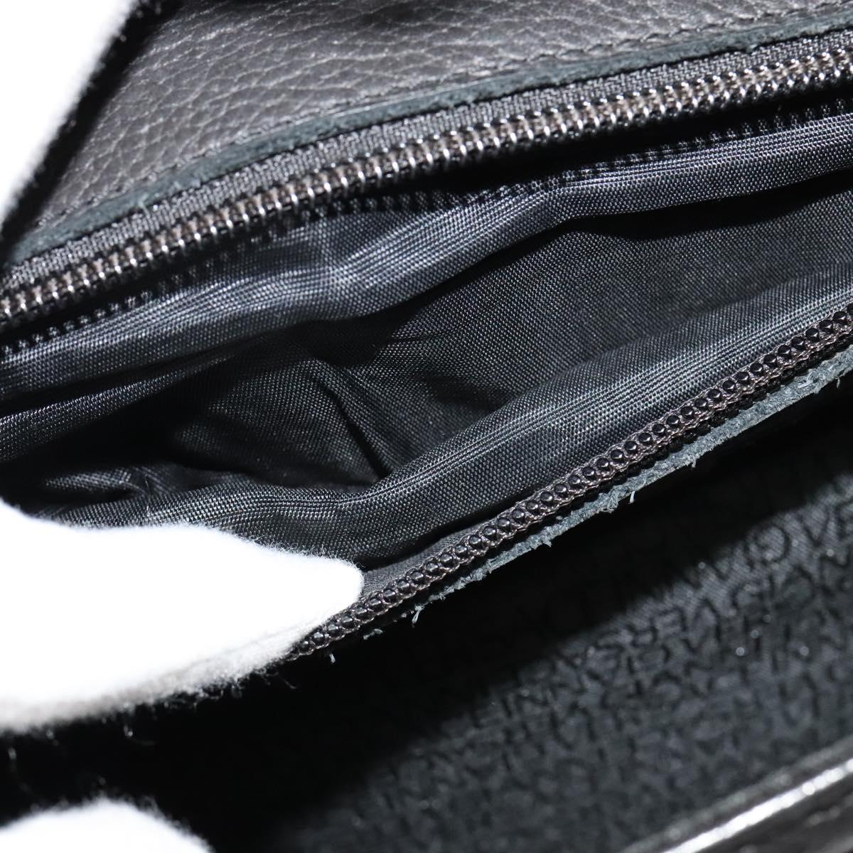 Gianni Versace Business Bag Leather Black Gold Auth bs22567