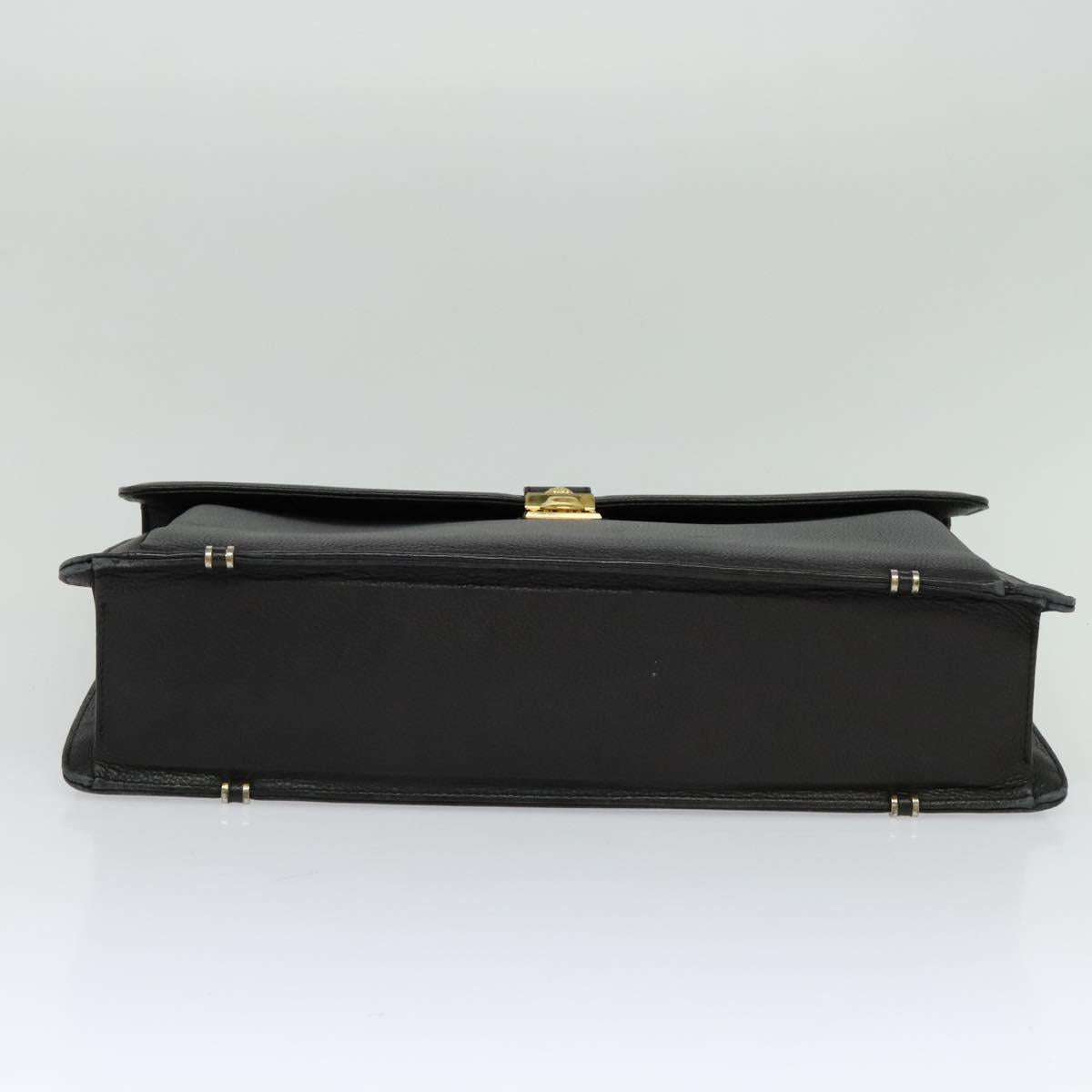 Gianni Versace Business Bag Leather Black Gold Auth bs22567