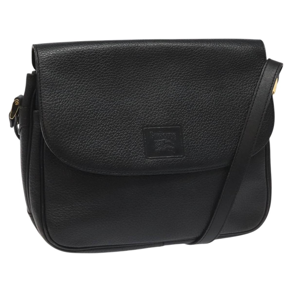 Burberrys Shoulder Bag Leather Black Auth bs22570