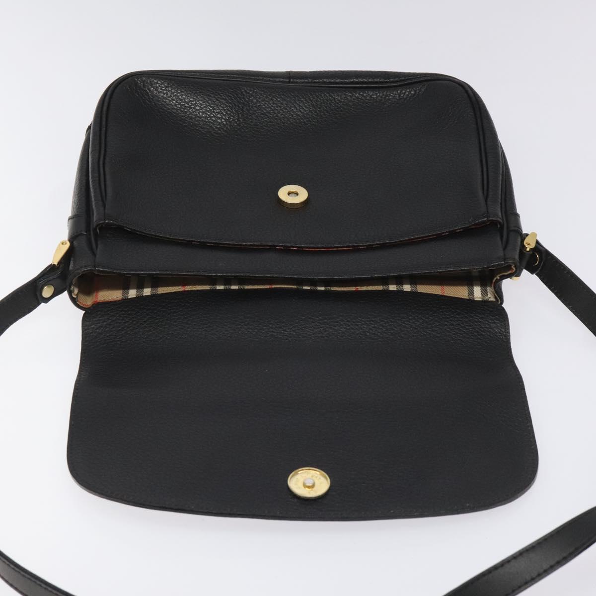 Burberrys Shoulder Bag Leather Black Auth bs22570