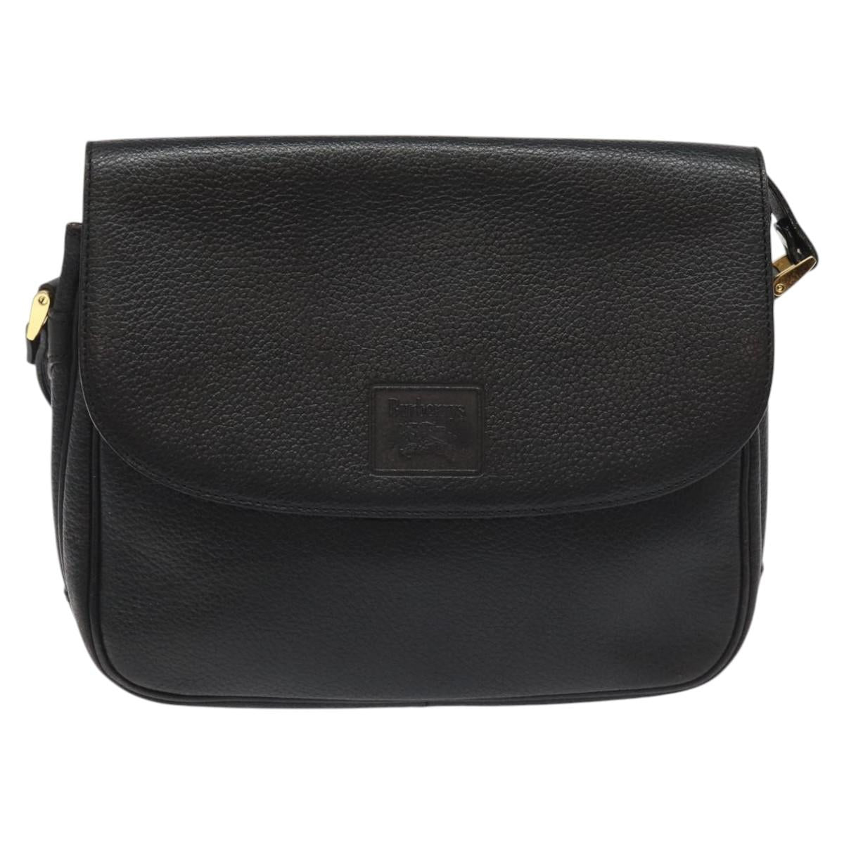 Burberrys Shoulder Bag Leather Black Auth bs22570