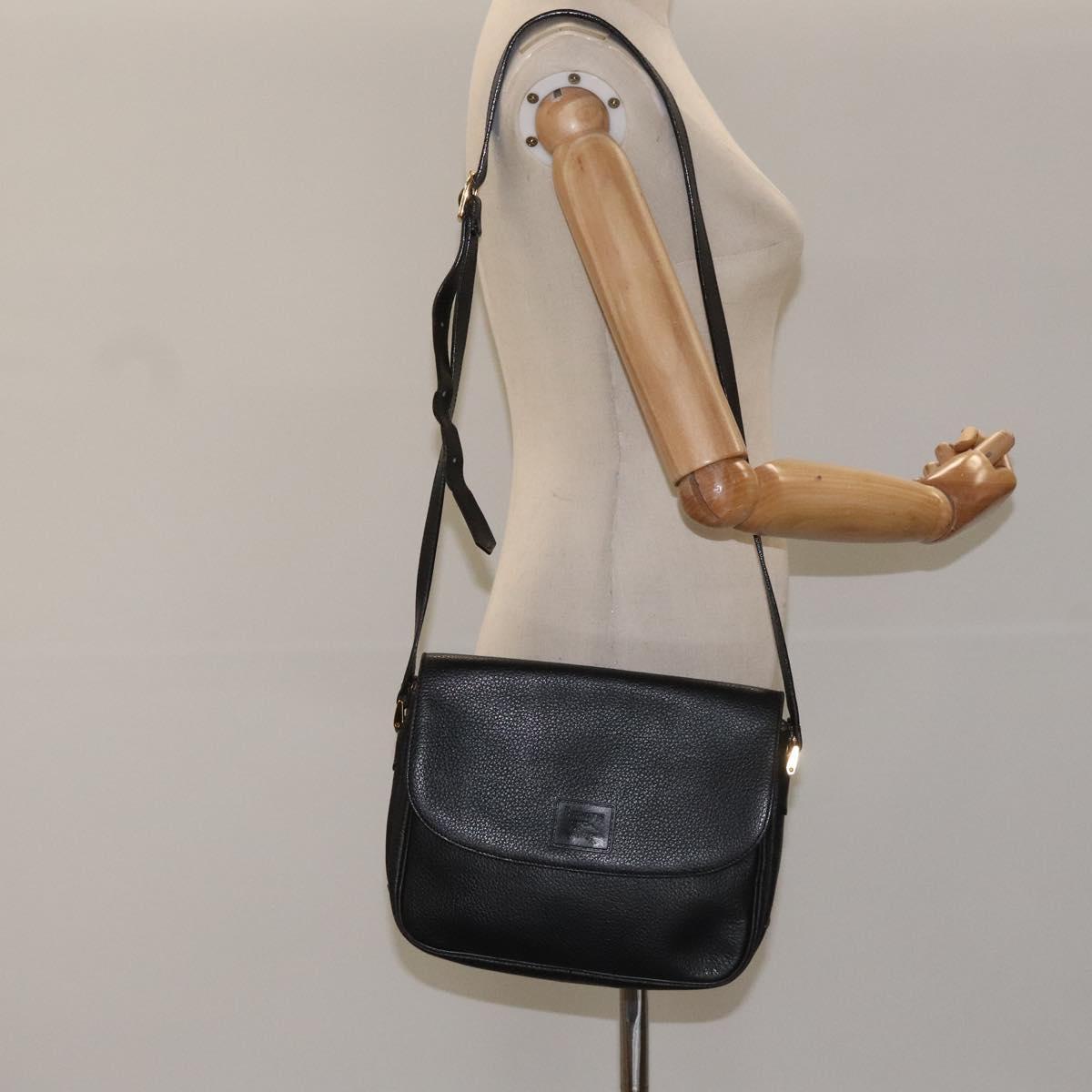 Burberrys Shoulder Bag Leather Black Auth bs22570