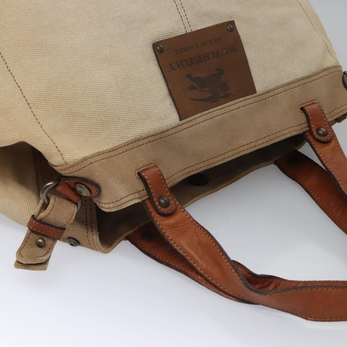 BURBERRY Tote Bag Canvas Beige Auth bs22667