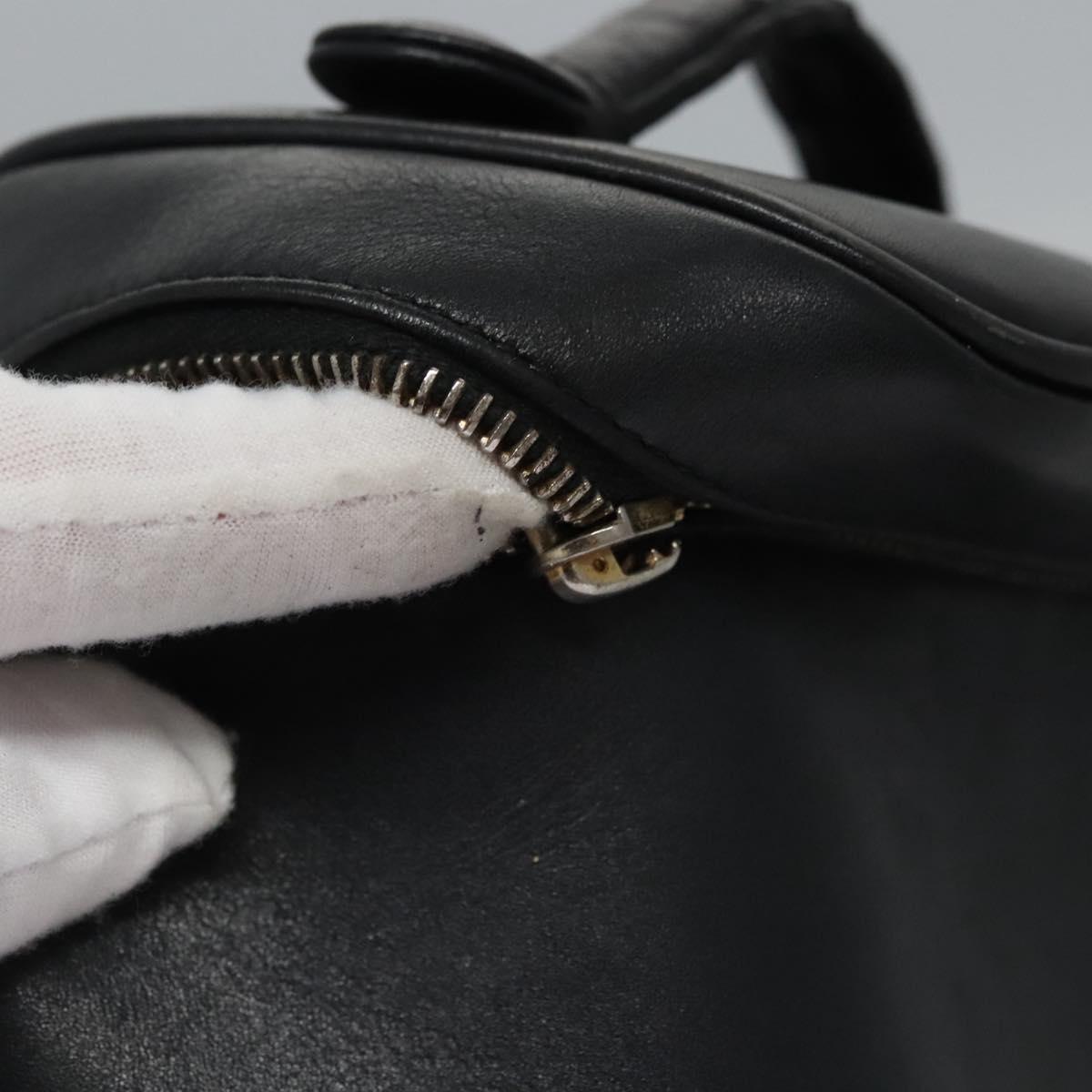 CHANEL Bicolore Vanity Hand Bag Leather Black CC Auth bs22678