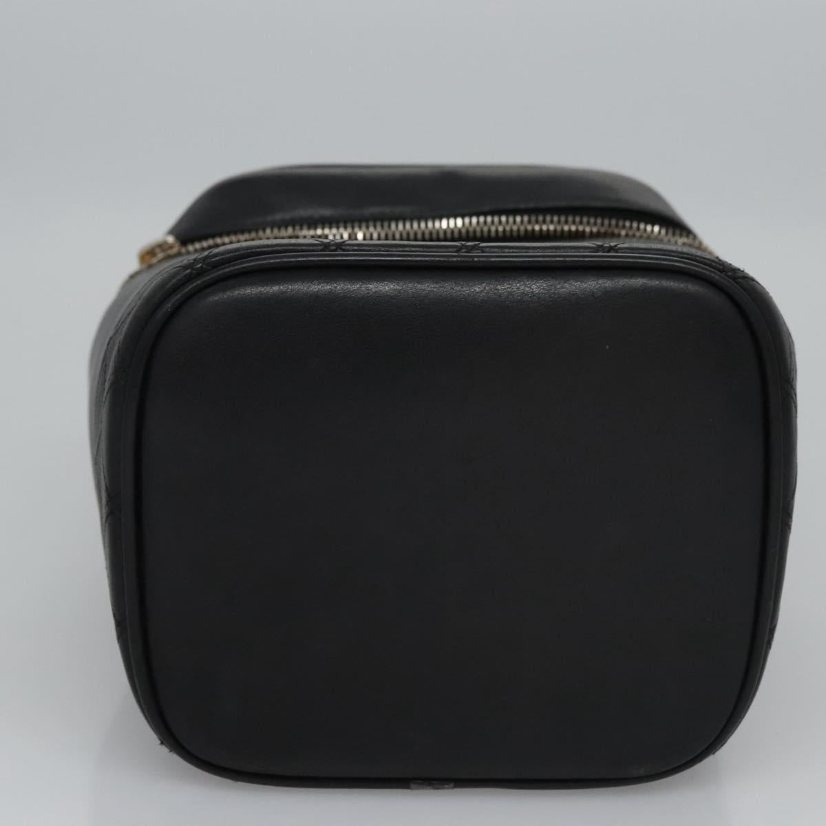 CHANEL Bicolore Vanity Hand Bag Leather Black CC Auth bs22678