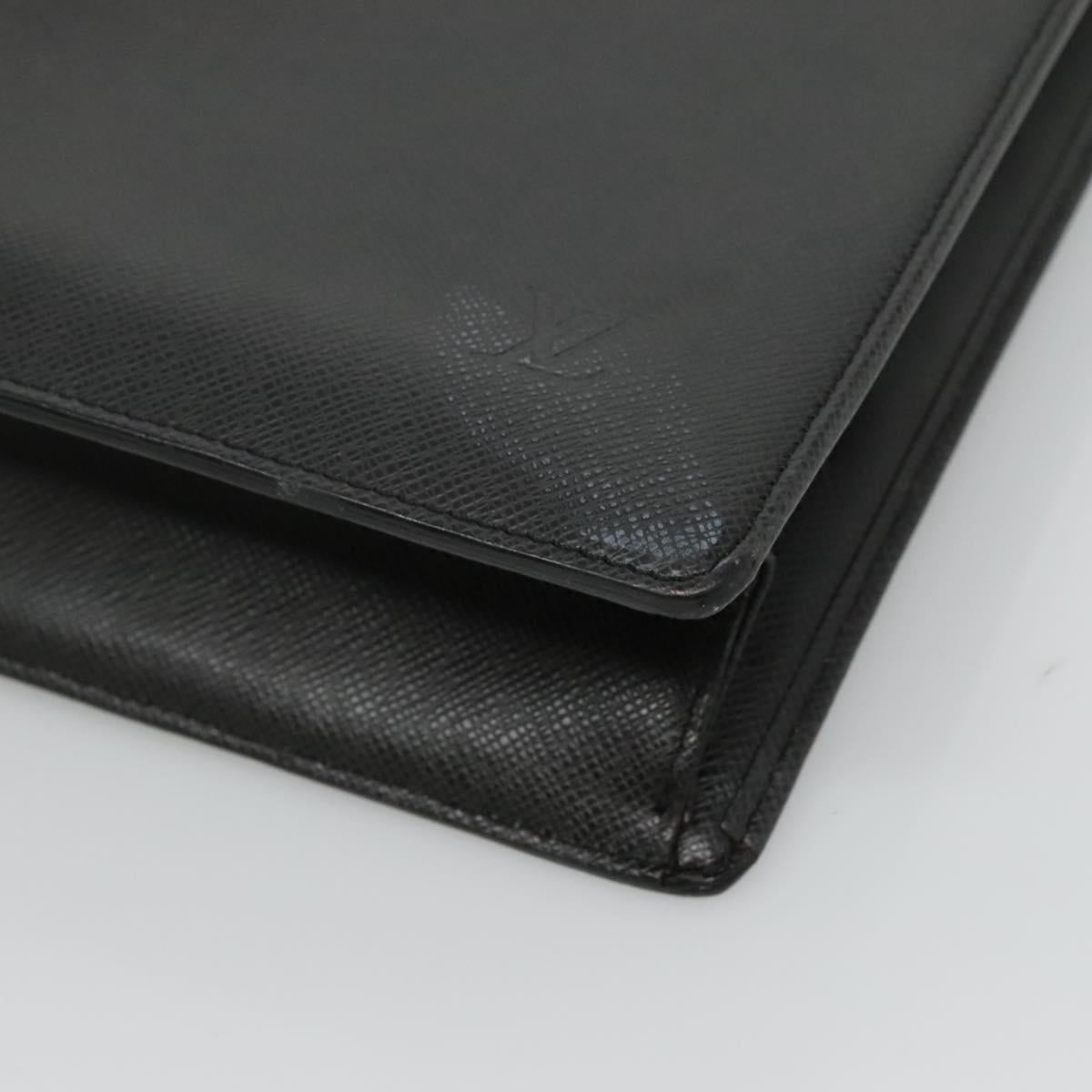 LOUIS VUITTON Taiga Serviette Kazan Business Bag Ardoise M30802 LV Auth bs22684