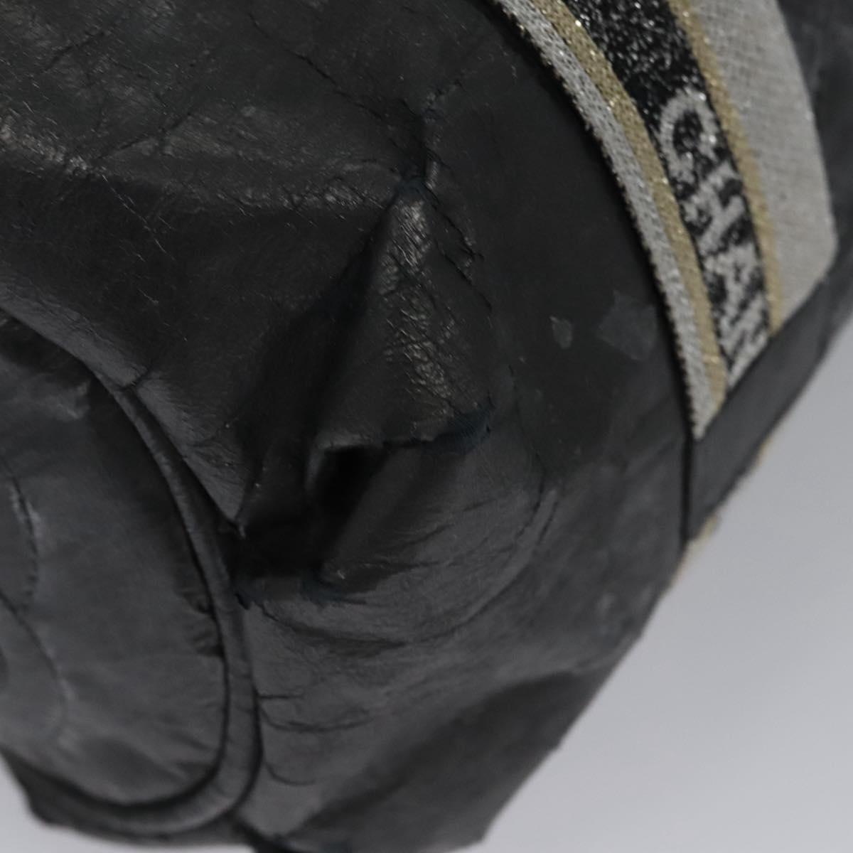 CHANEL Matelasse Hand Bag Patent Leather Silver CC Auth bs22699