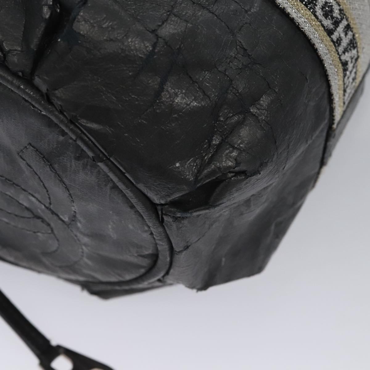 CHANEL Matelasse Hand Bag Patent Leather Silver CC Auth bs22699