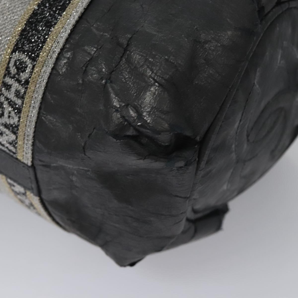 CHANEL Matelasse Hand Bag Patent Leather Silver CC Auth bs22699