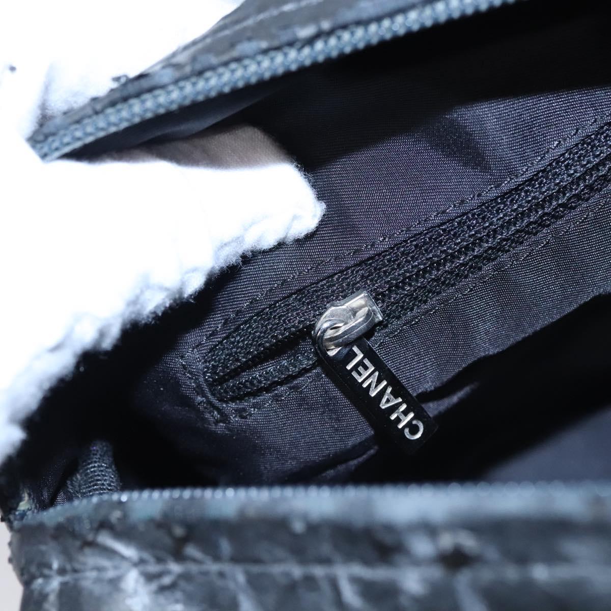 CHANEL Matelasse Hand Bag Patent Leather Silver CC Auth bs22699