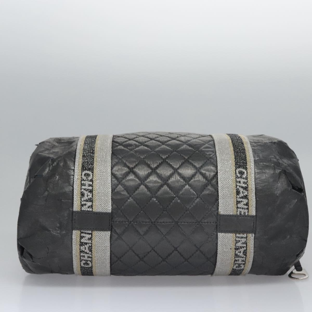 CHANEL Matelasse Hand Bag Patent Leather Silver CC Auth bs22699