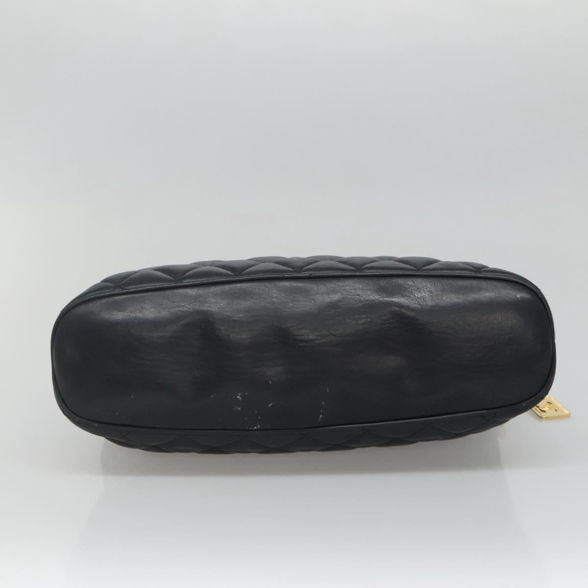 CHANEL Matelasse Chain Shoulder Bag Lamb Skin Navy Gold CC Auth bs22709