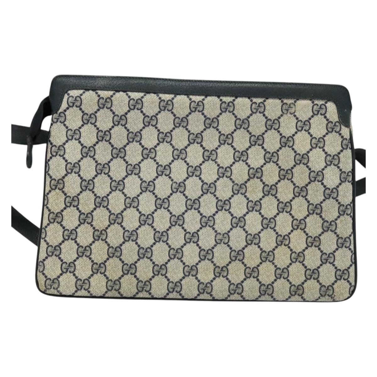 GUCCI GG Supreme Sherry Line Shoulder Bag PVC Navy Red 41 02 090 Auth bs22750
