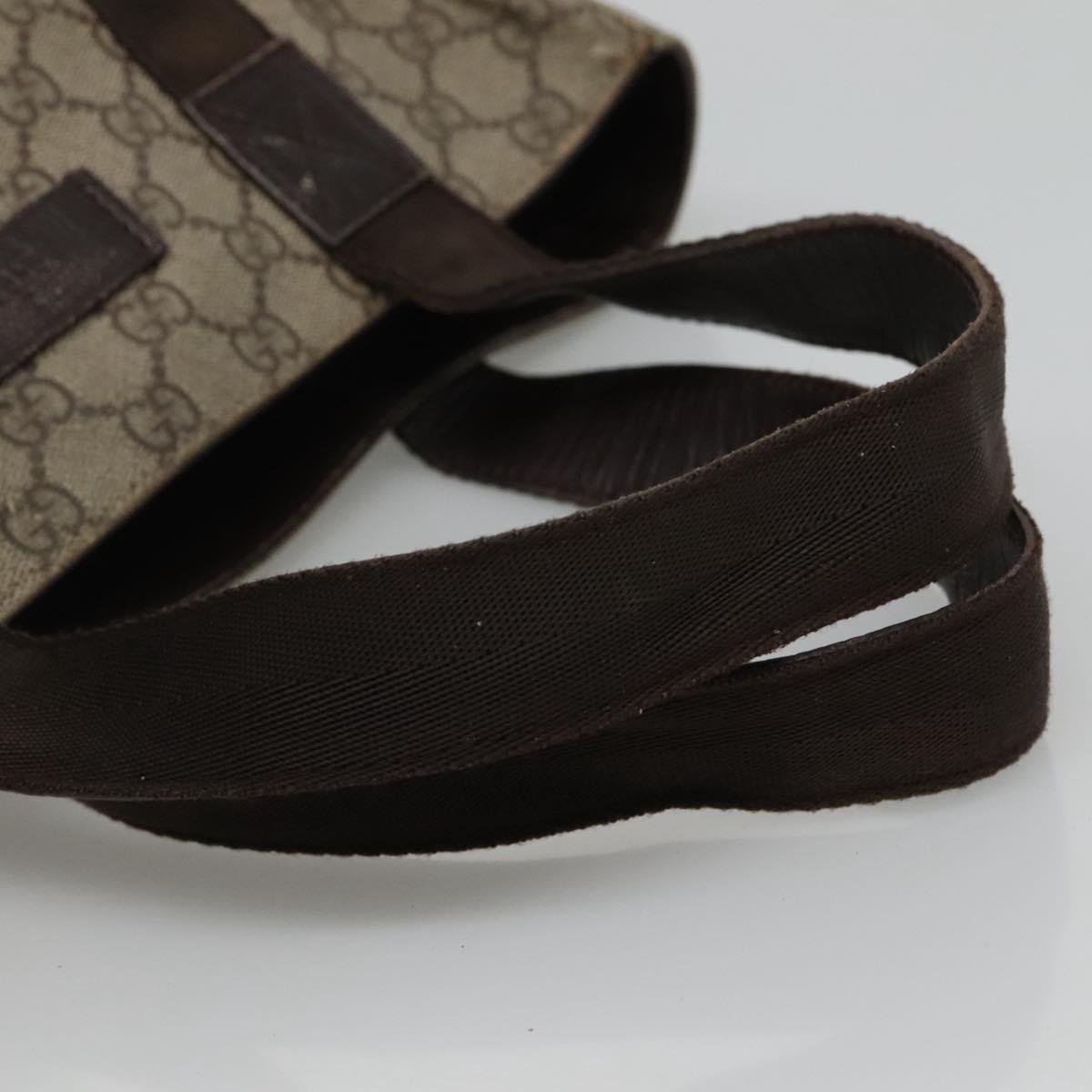 GUCCI GG Supreme Hand Bag PVC Beige Brown Silver 141976 Auth bs22810