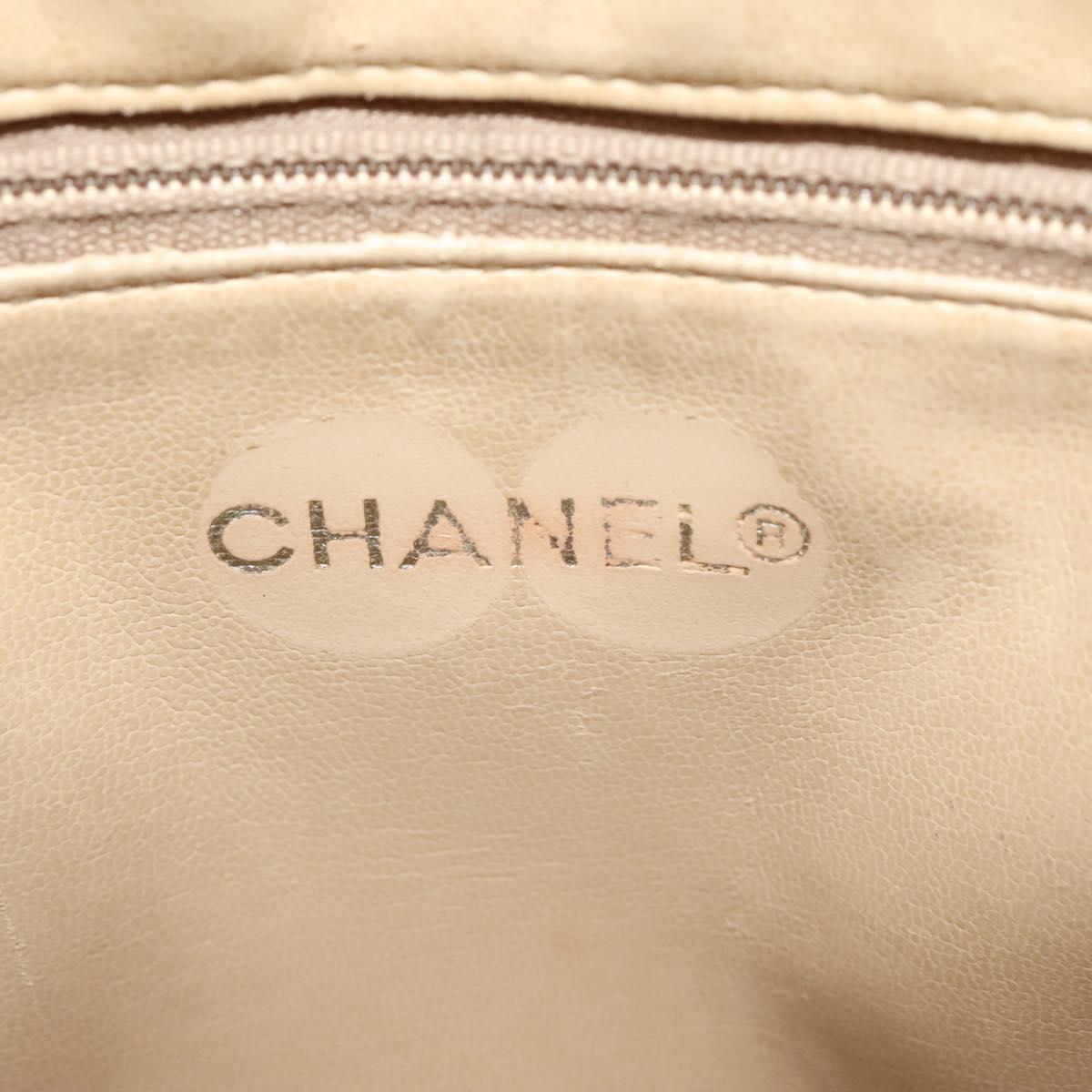 CHANEL Matelasse Chain Shoulder Bag Lamb Skin Beige Gold CC Auth bs22830