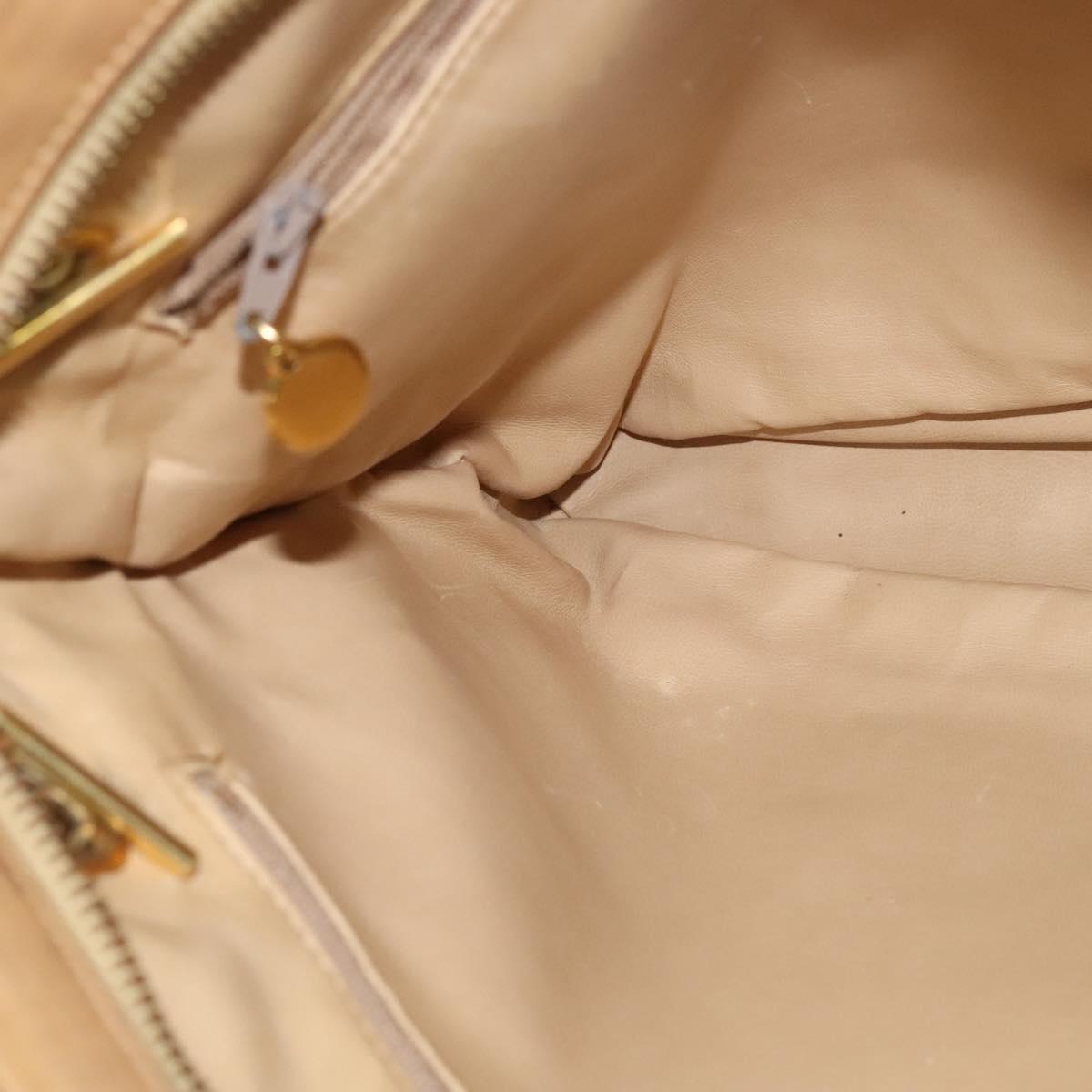 CHANEL Matelasse Chain Shoulder Bag Lamb Skin Beige Gold CC Auth bs22830