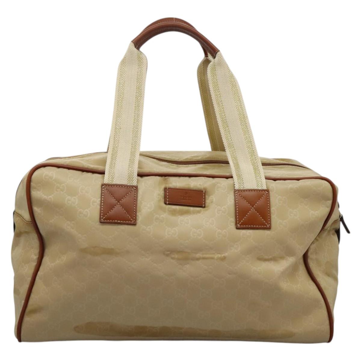 GUCCI GG Canvas Boston Bag Nylon Beige 153240 Auth bs22834
