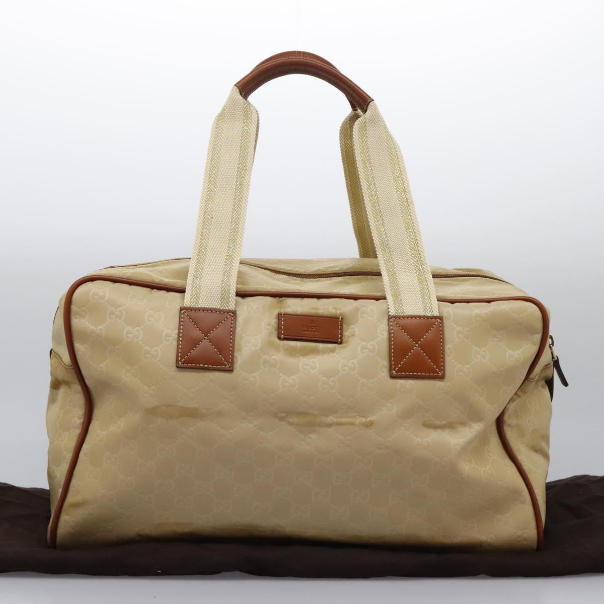 GUCCI GG Canvas Boston Bag Nylon Beige 153240 Auth bs22834