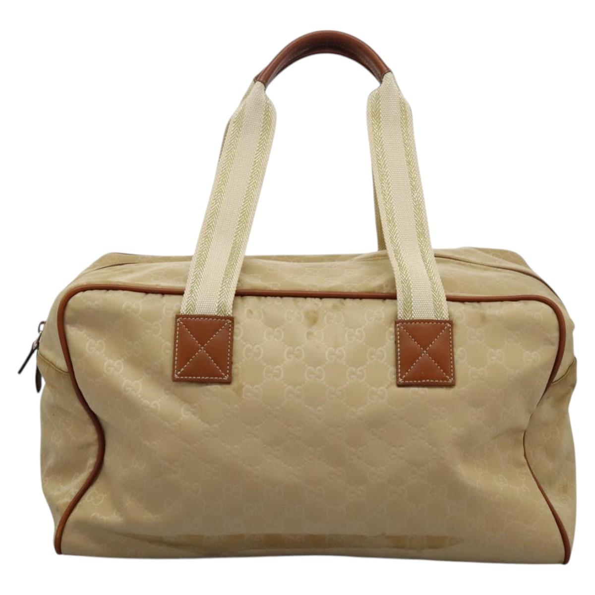 GUCCI GG Canvas Boston Bag Nylon Beige 153240 Auth bs22834
