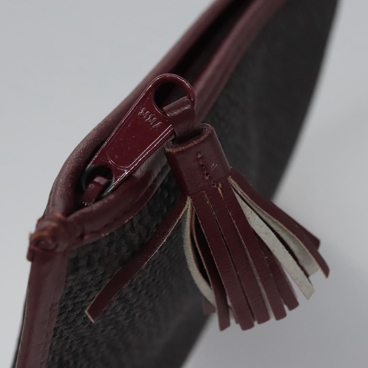 SAINT LAURENT Pouch PVC Leather Gray Auth bs22836