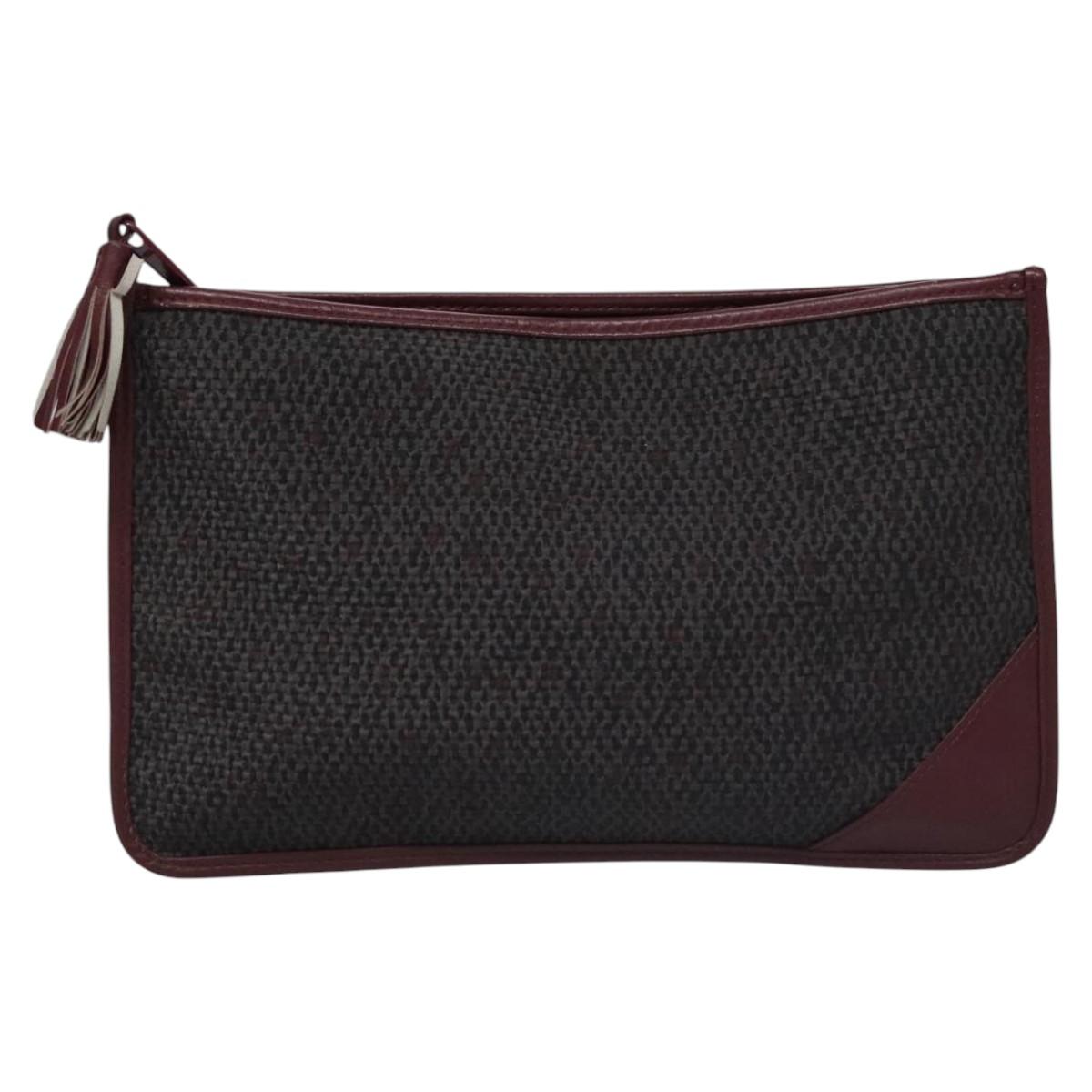 SAINT LAURENT Pouch PVC Leather Gray Auth bs22836