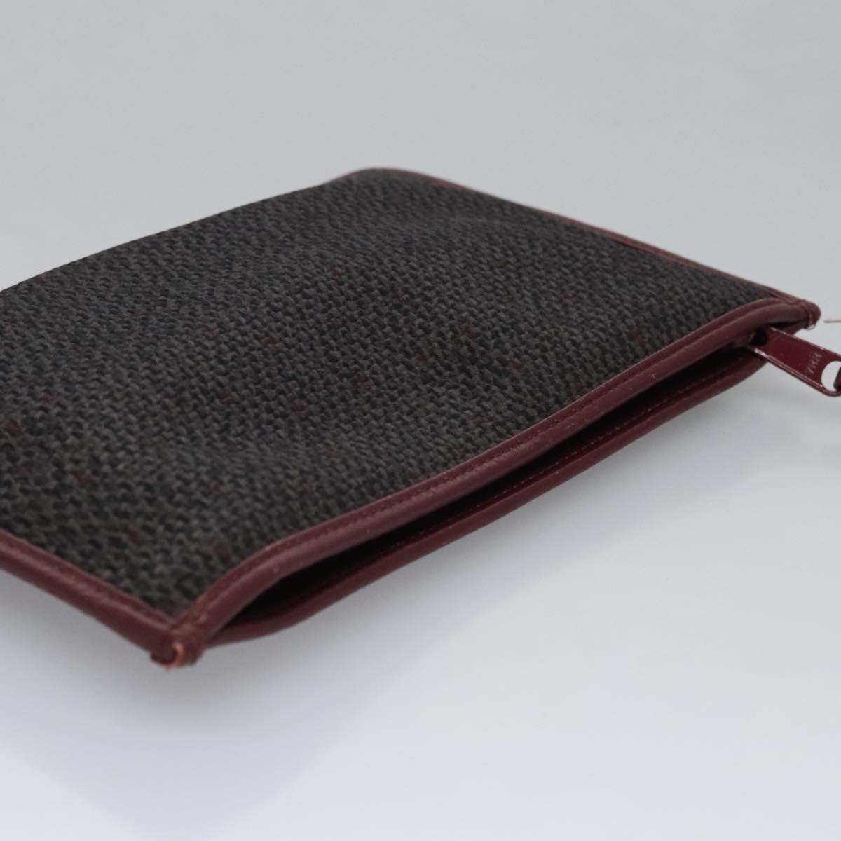 SAINT LAURENT Pouch PVC Leather Gray Auth bs22836