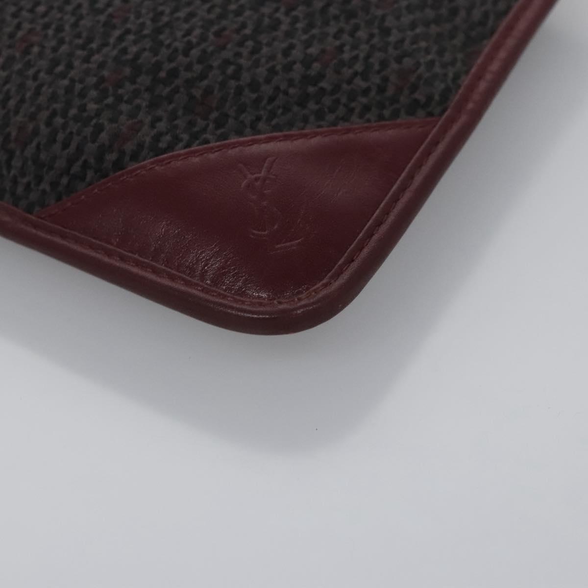 SAINT LAURENT Pouch PVC Leather Gray Auth bs22836