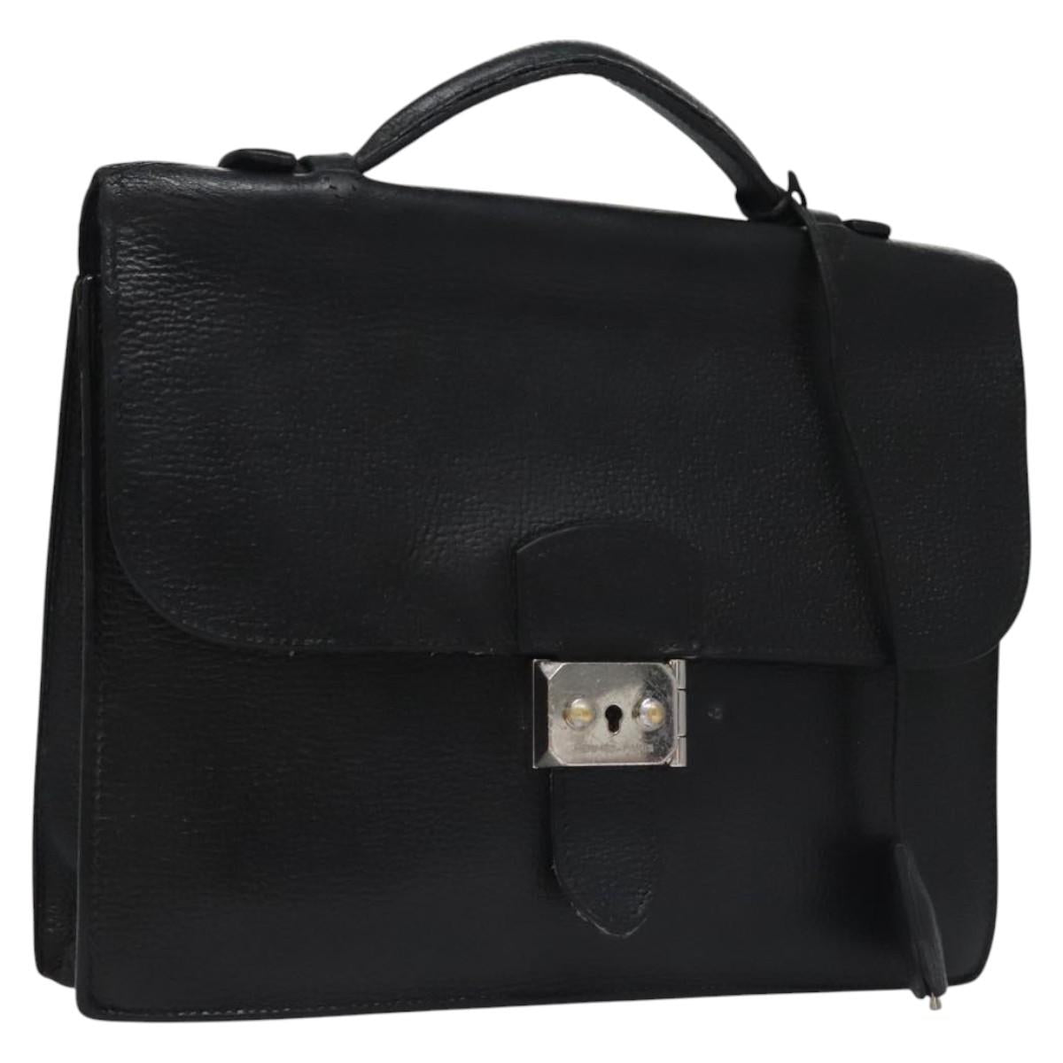HERMES Sac Adepeche 27 Hand Bag Leather Black Auth bs22846