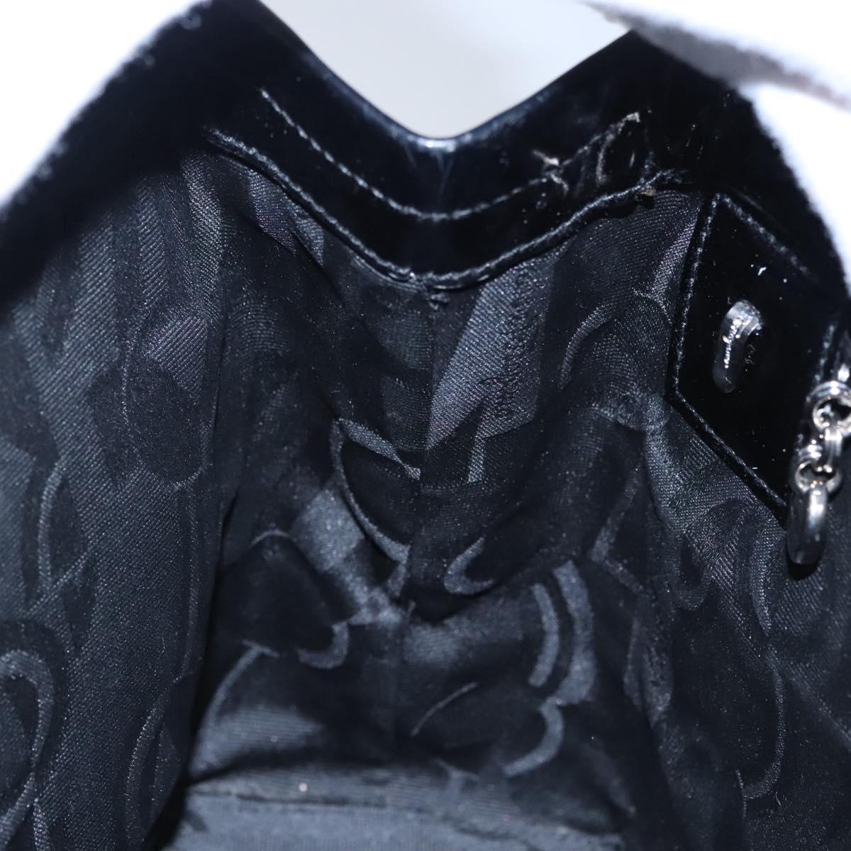 Salvatore Ferragamo Vala Hand Bag Enamel Black Auth bs22866