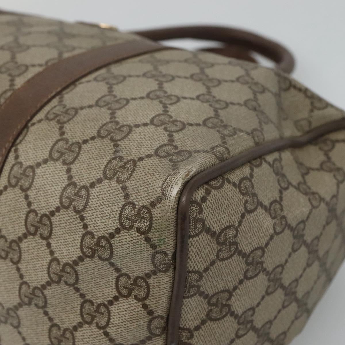 GUCCI GG Supreme Web Sherry Line Boston Bag PVC Beige Green Red Auth bs22874