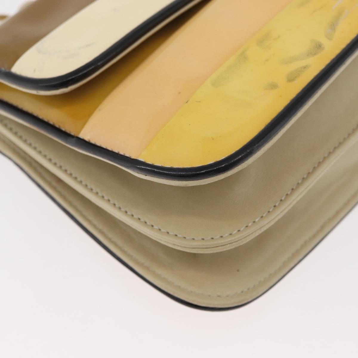 CHANEL Chain Shoulder Bag Patent leather Yellow Gold CC Auth bs22911
