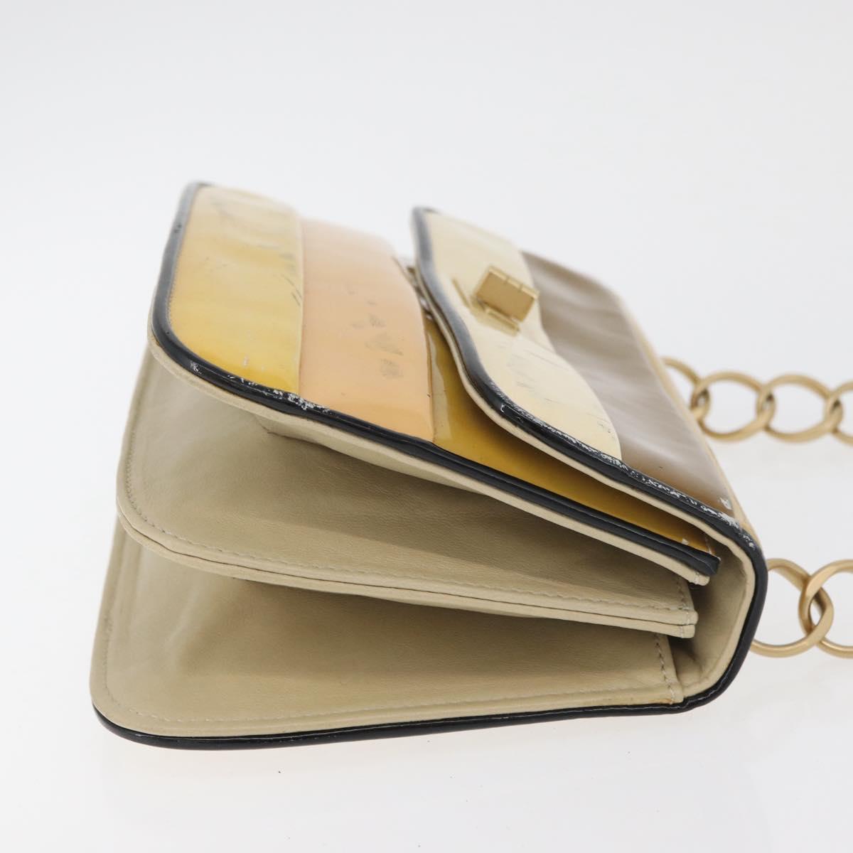 CHANEL Chain Shoulder Bag Patent leather Yellow Gold CC Auth bs22911
