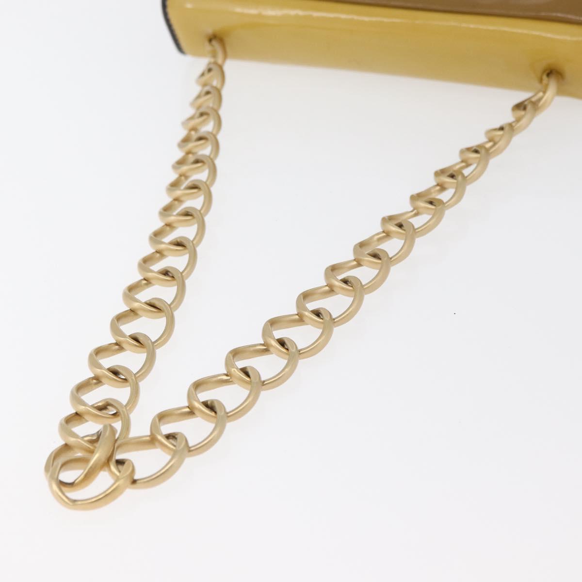 CHANEL Chain Shoulder Bag Patent leather Yellow Gold CC Auth bs22911