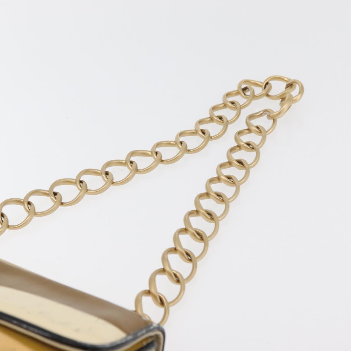 CHANEL Chain Shoulder Bag Patent leather Yellow Gold CC Auth bs22911