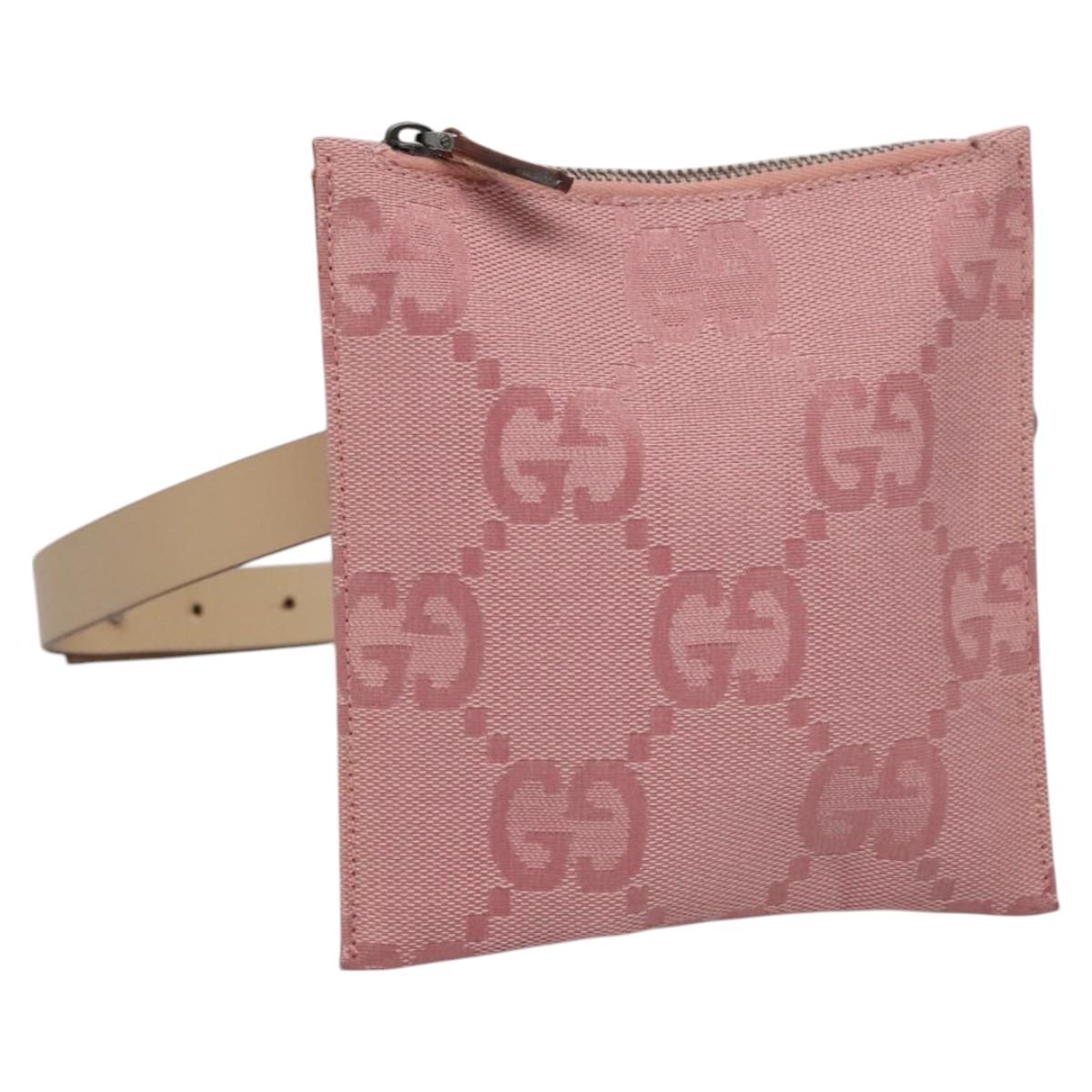 GUCCI GG Canvas Waist bag Pink Silver 037 1312 Auth bs22943