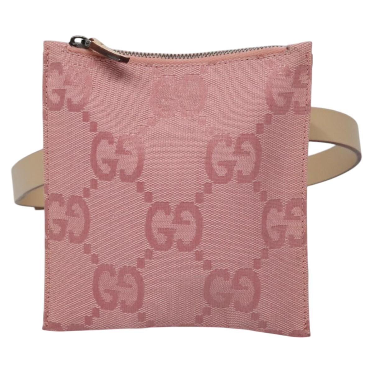 GUCCI GG Canvas Waist bag Pink Silver 037 1312 Auth bs22943