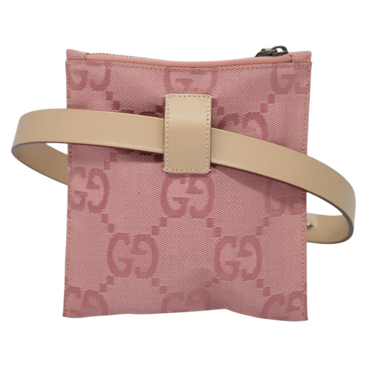 GUCCI GG Canvas Waist bag Pink Silver 037 1312 Auth bs22943