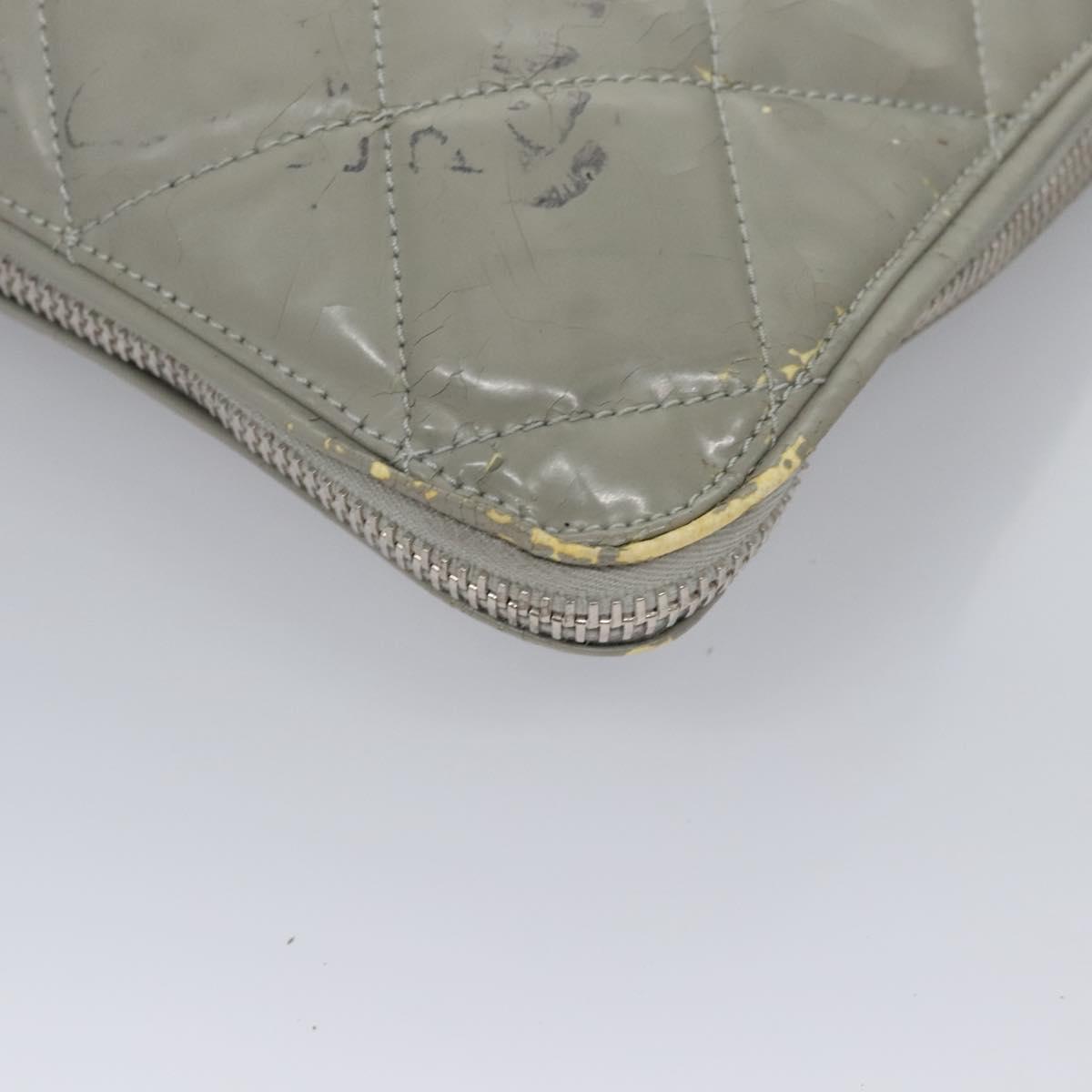 CHANEL Tote Bag Patent leather Gray CC Auth bs22950