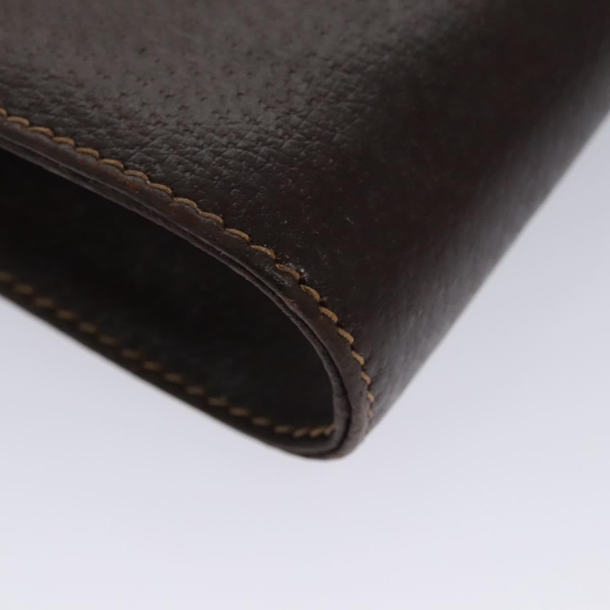 BALLY Chain Shoulder Bag Leather Brown Gold Auth bs22953