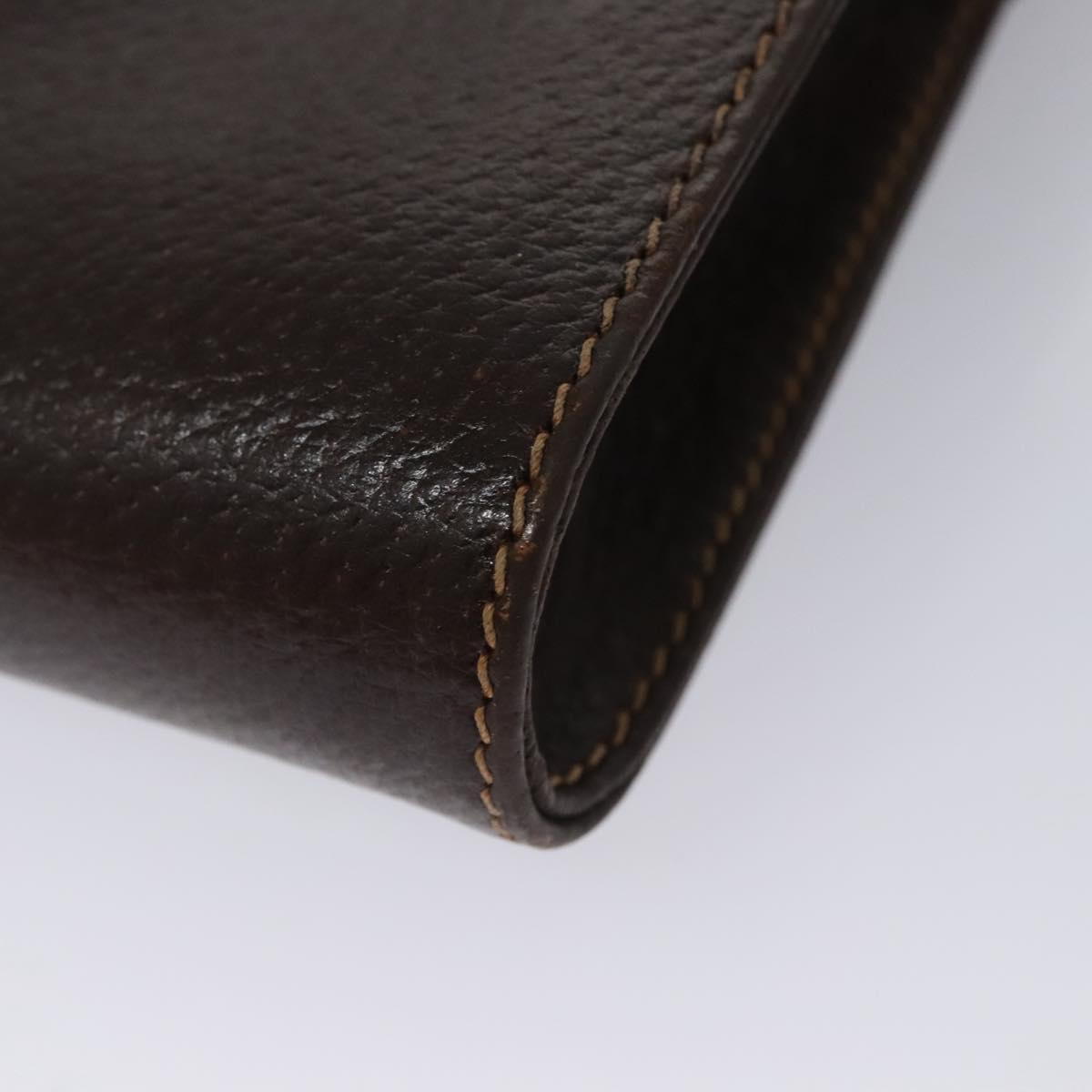 BALLY Chain Shoulder Bag Leather Brown Gold Auth bs22953