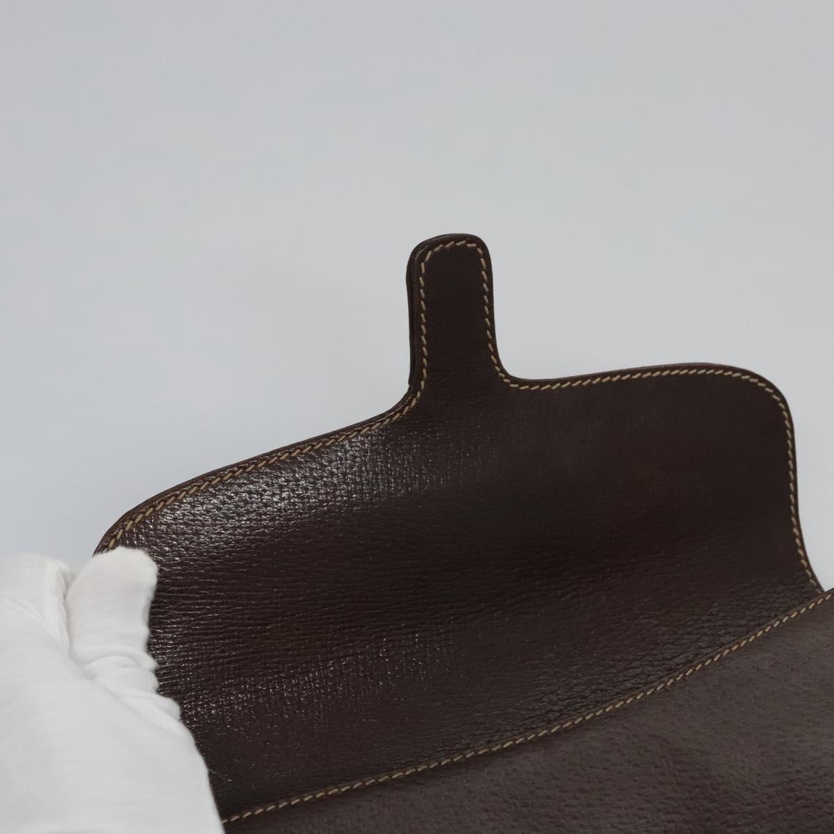 BALLY Chain Shoulder Bag Leather Brown Gold Auth bs22953