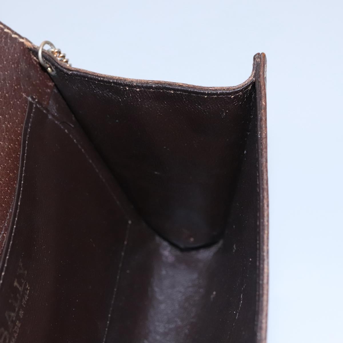 BALLY Chain Shoulder Bag Leather Brown Gold Auth bs22953