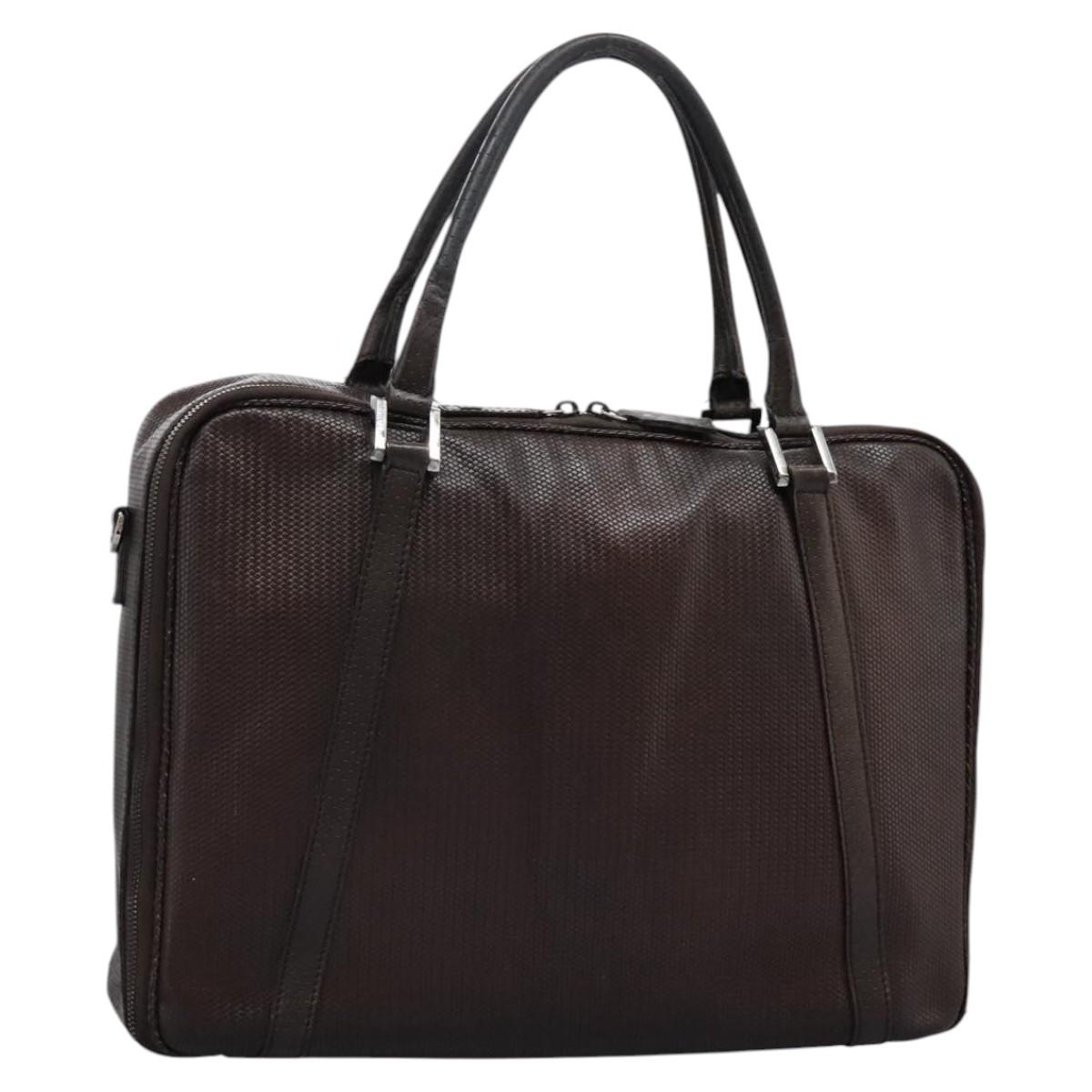 FENDI Hand Bag Leather Brown Auth bs22958
